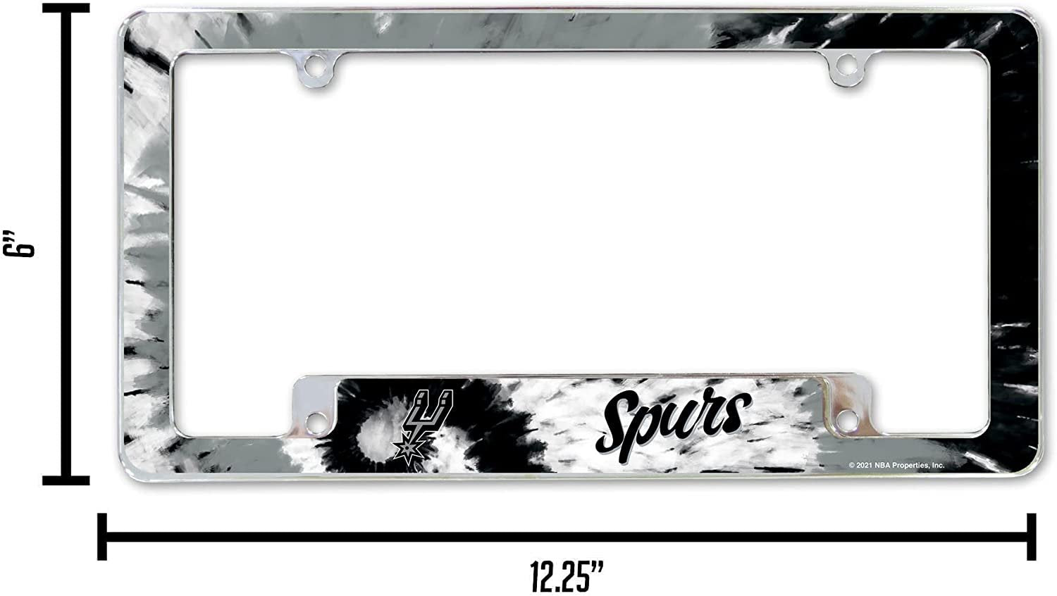 San Antonio Spurs Metal License Plate Frame Chrome Tag Cover Tie Dye Design 6x12 Inch 5