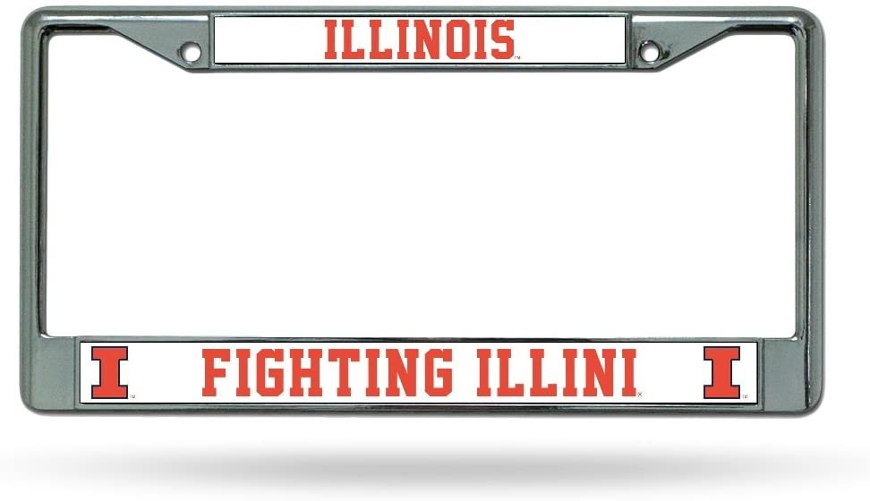 University of Illinois Illini Premium Metal License Plate Frame Chrome Tag Cover, 6x12 Inch