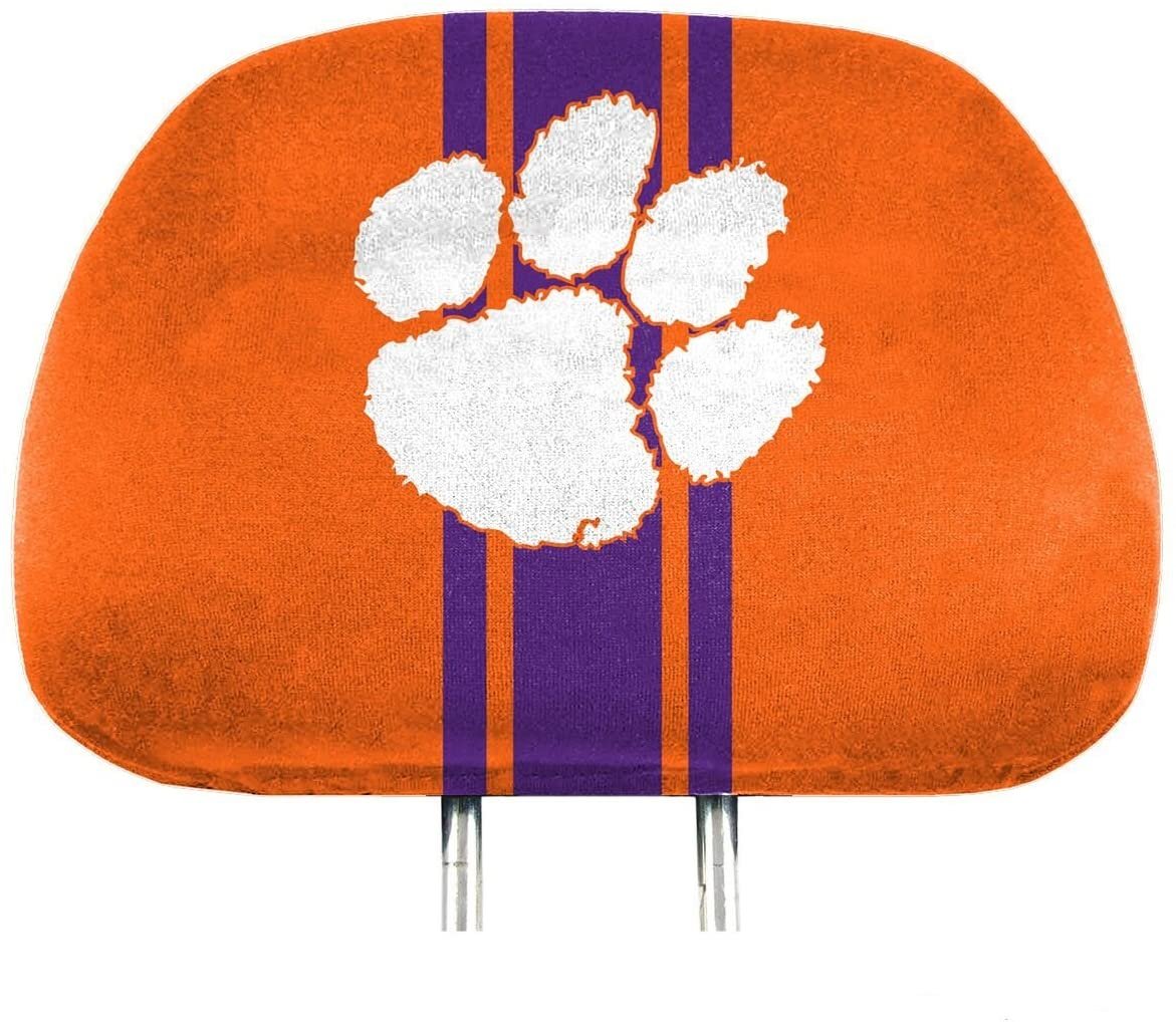 Clemson University Tigers Premium Pair of Auto Head Rest Covers, Full Color Printed, Elastic, 10x14 Inch 1