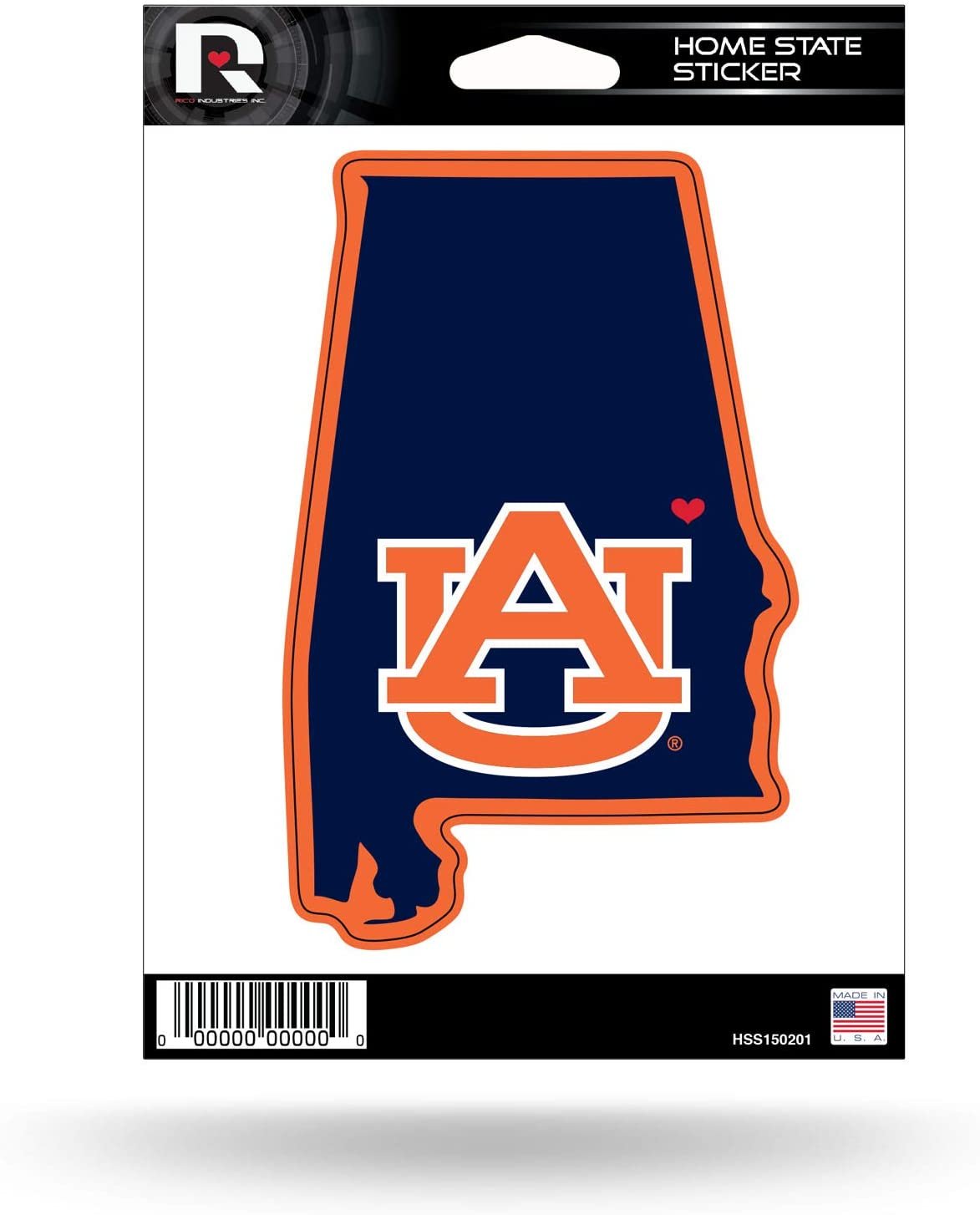 Auburn University Tigers 5 Inch Sticker Decal, Home State Design, Flat Vinyl, Full Adhesive Backing