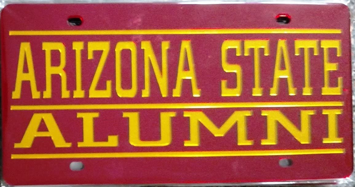 Arizona State University Sun Devils Alumni Premium Laser Cut Tag License Plate, Mirrored Acrylic Inlaid, 6x12 Inch