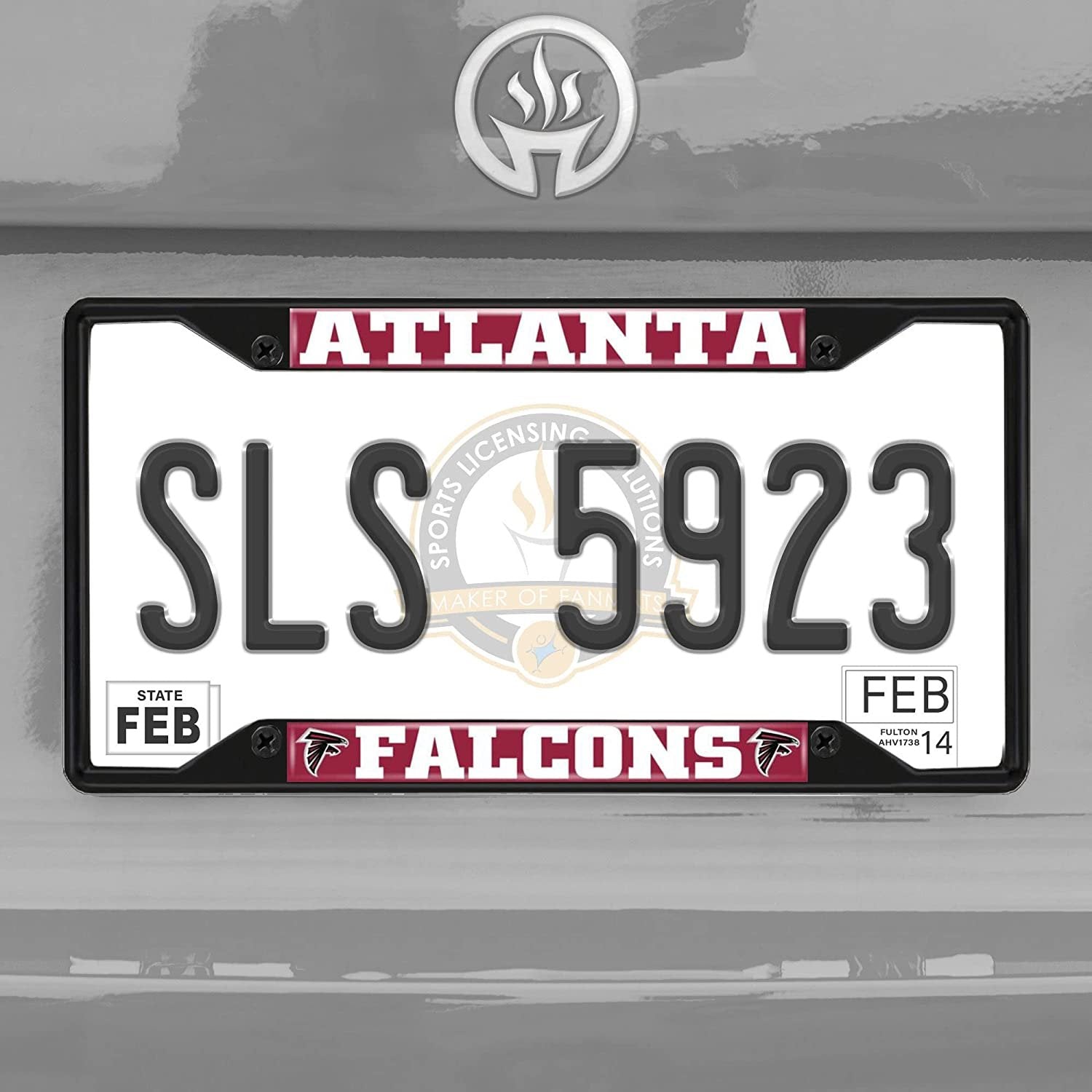 FANMATS 31344 Atlanta Falcons Metal License Plate Frame Black Finish