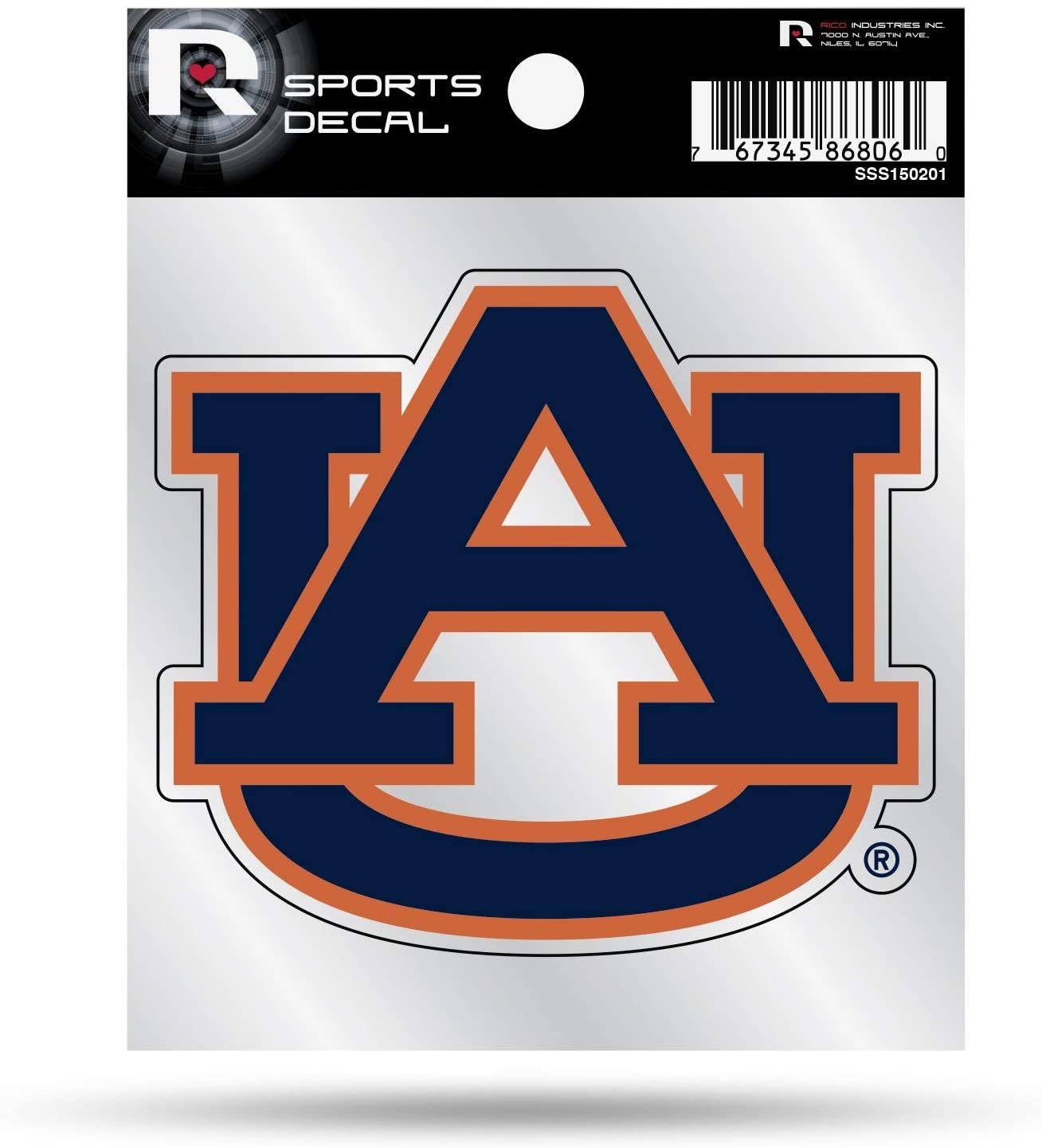Auburn University Tigers 4x4 Inch Die Cut Decal Sticker, Primary Logo, Clear Backing