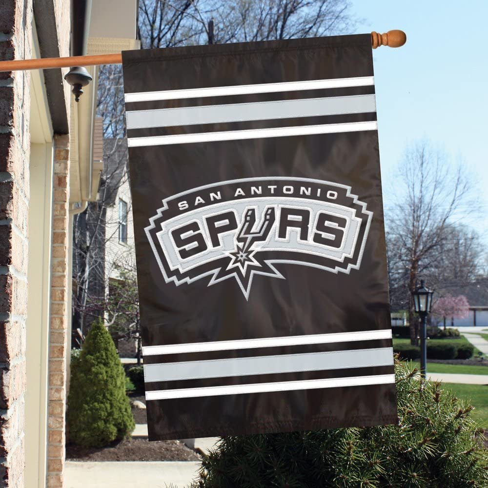 San Antonio Spurs House Banner Flag Applique Embroidered Double Sided 44 x 28 2