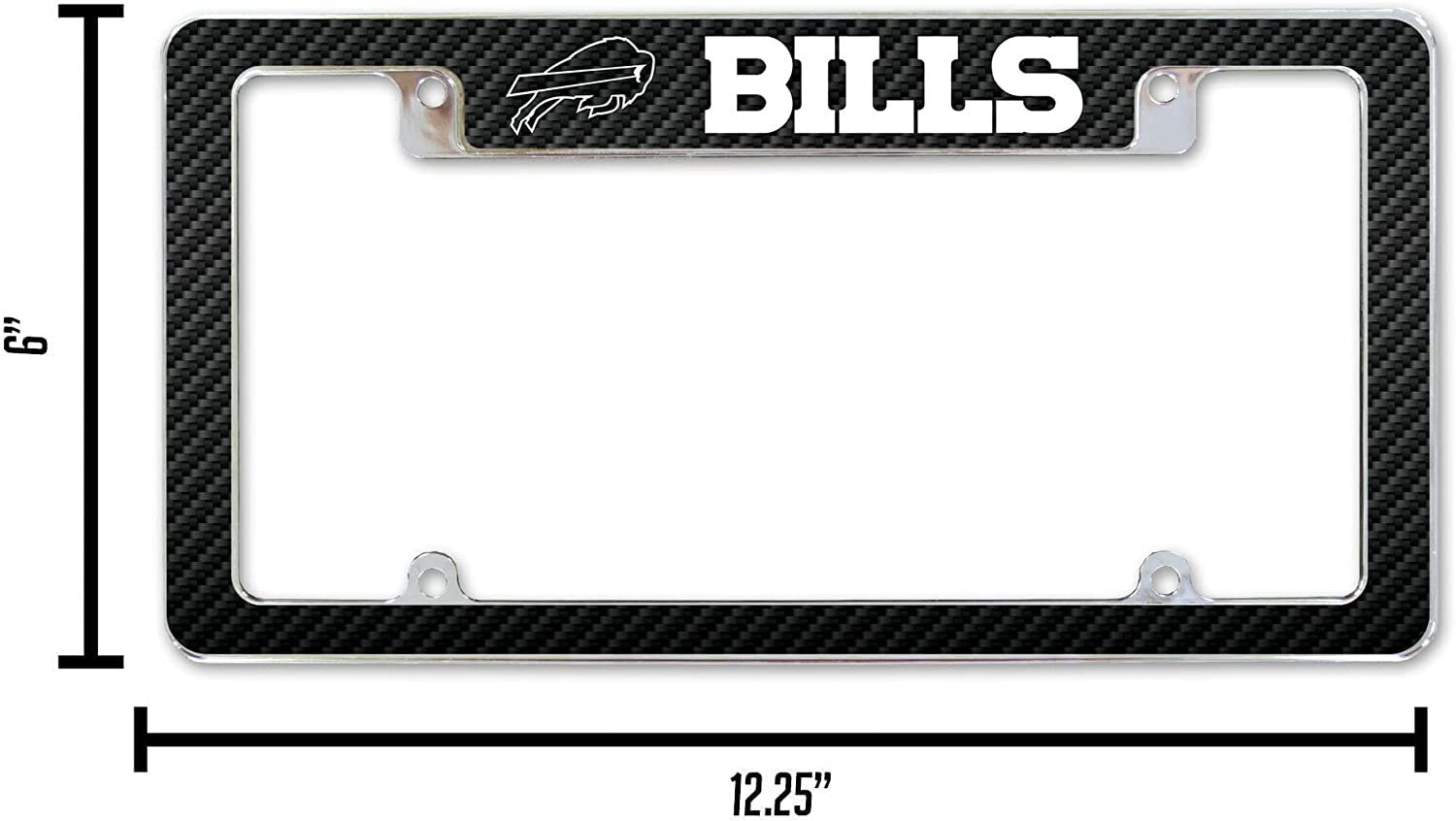 Buffalo Bills Metal License Plate Frame Chrome Tag Cover Carbon Fiber Design 6x12 Inch 5