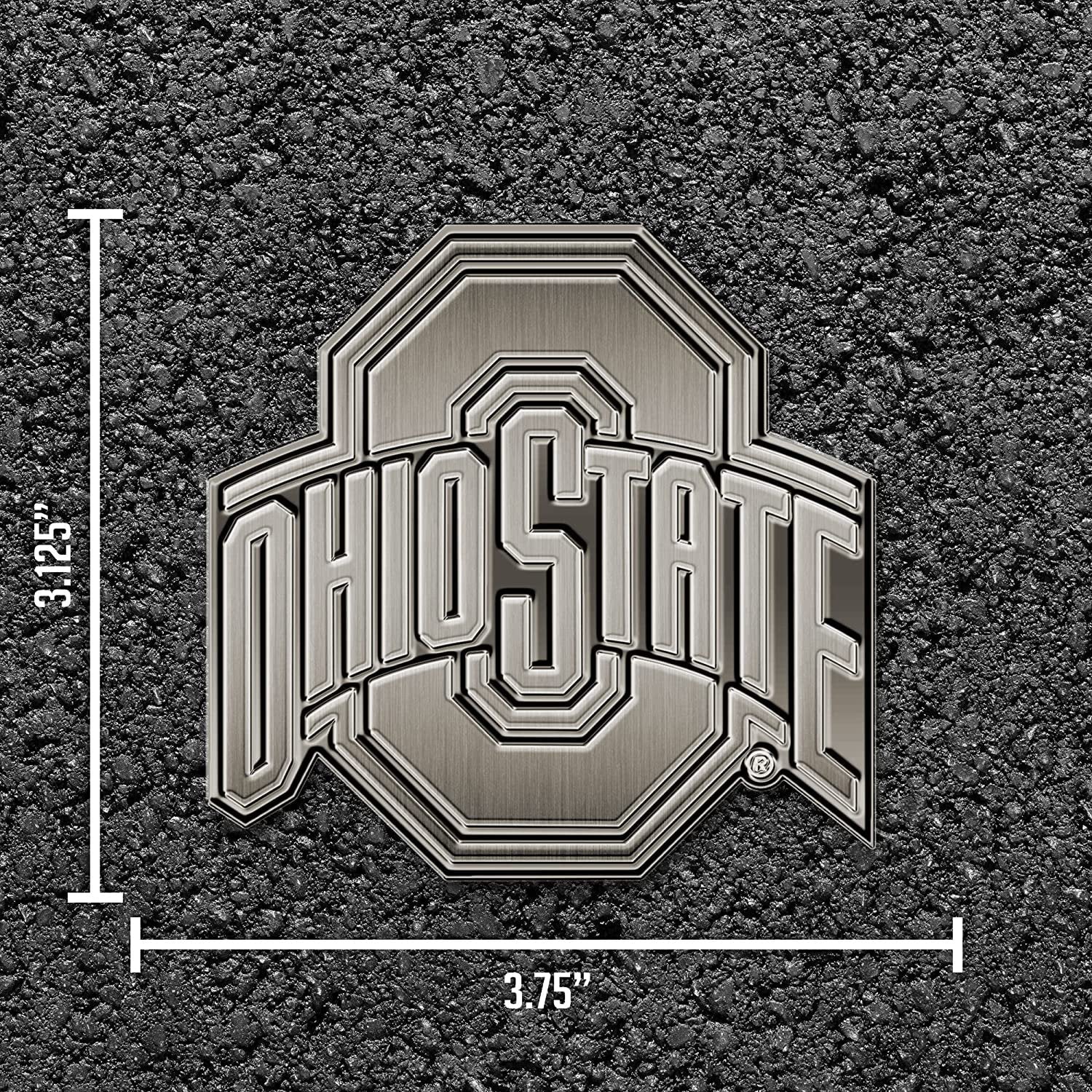 Ohio State University Buckeyes Solid Metal Auto Emblem Antique Nickel for Car/Truck/SUV 4