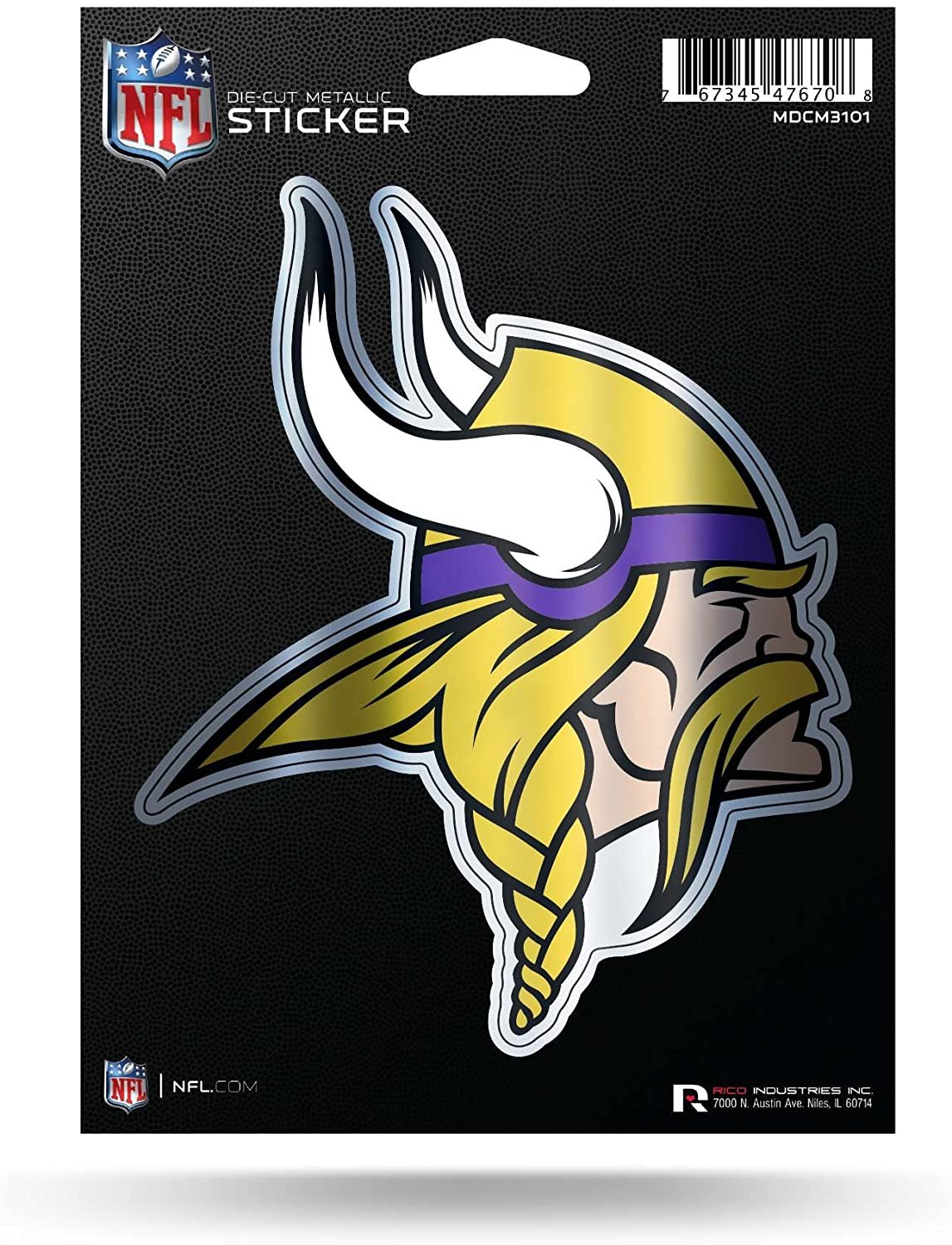 Minnesota Vikings 5 Inch Die Cut Decal Sticker, Metallic Shimmer Design, Full Adhesive Backing 1