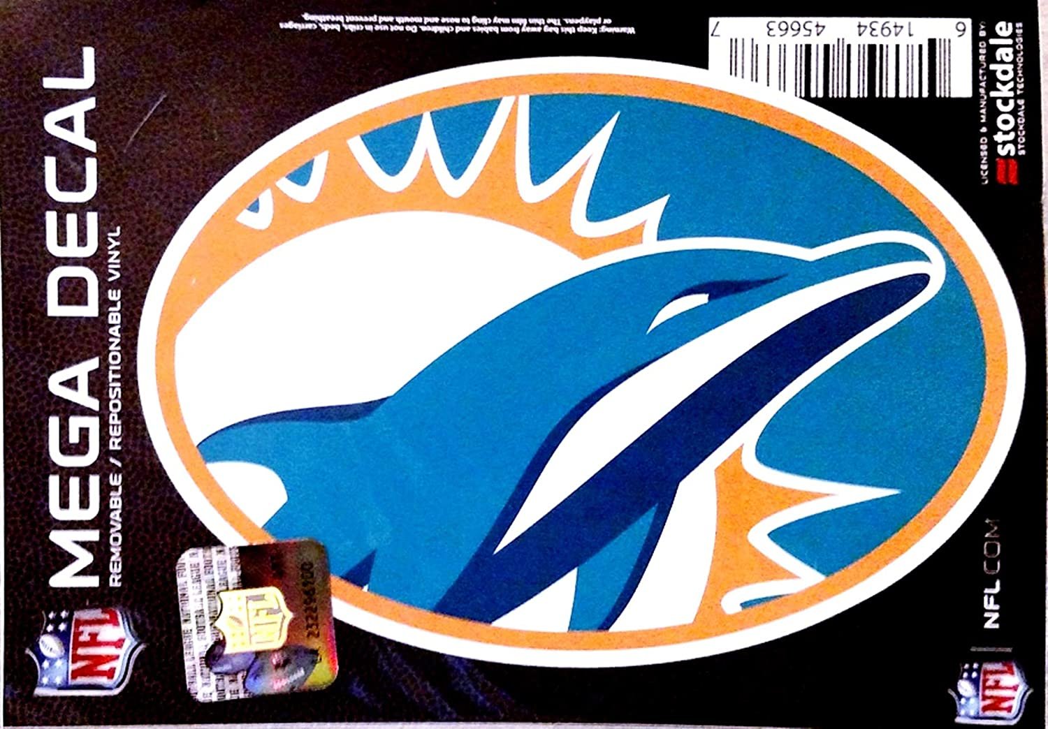 Miami Dolphins 5 Inch Die Cut Flat Vinyl Decal Sticker Mega Logo Design Adhesive Backing 1
