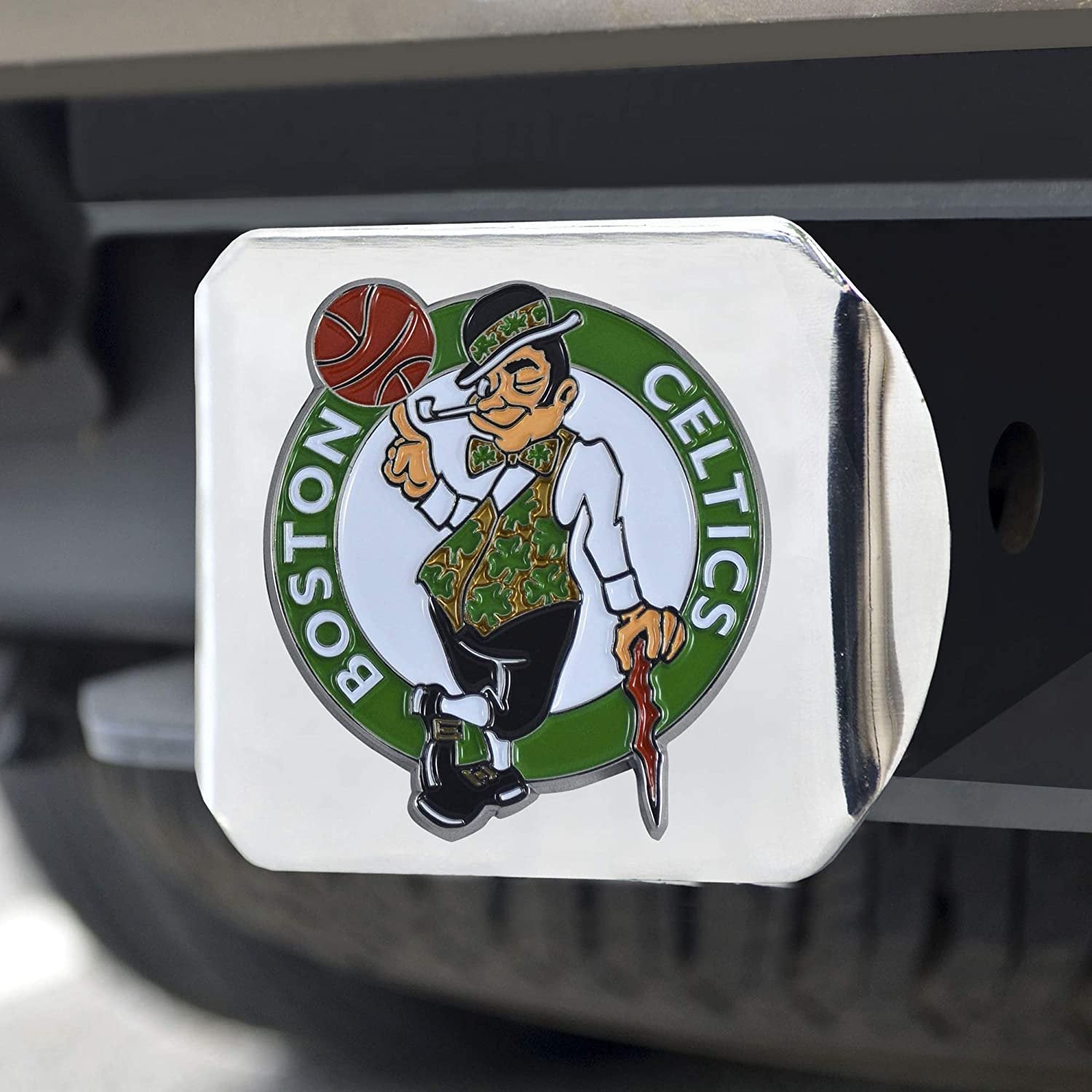 Boston Celtics Hitch Cover Solid Metal with Raised Color Metal Emblem 2" Square Type III