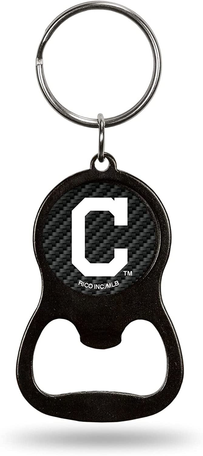 Cleveland Indians Guardians Premium Solid Metal Keychain Bottle Opener, Carbon Fiber Design 1