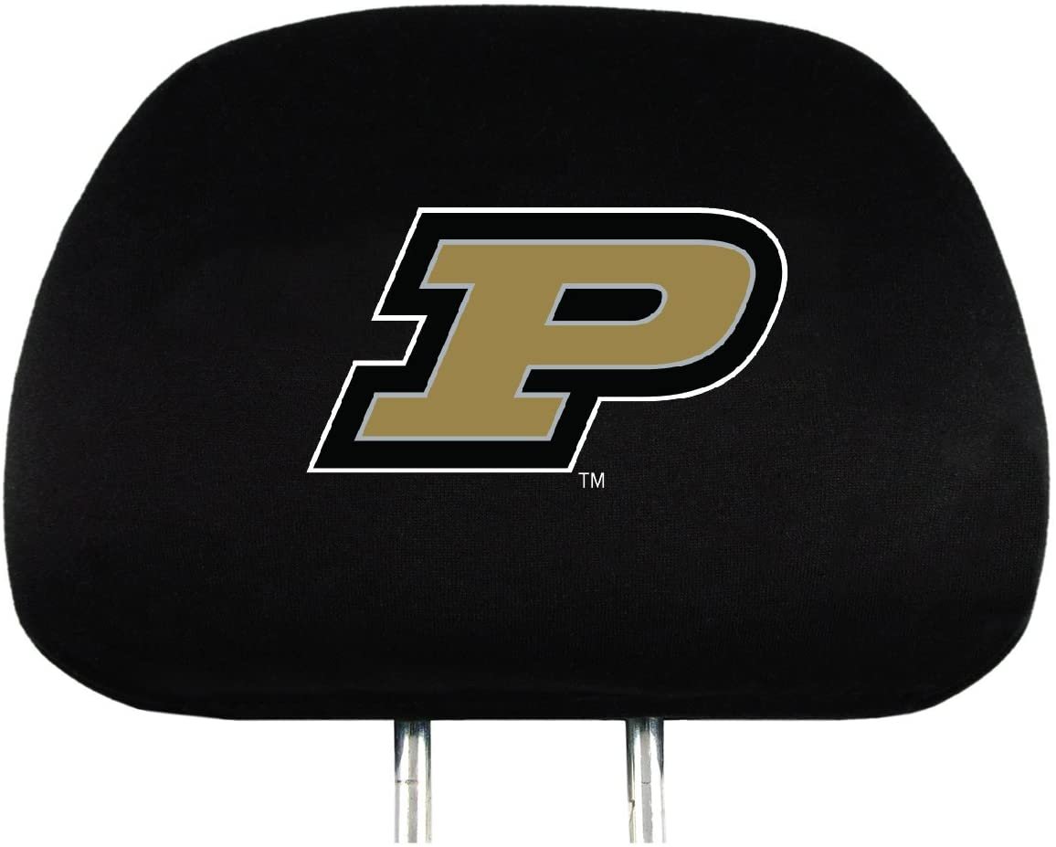 Purdue University Boilermakers Pair of Premium Auto Head Rest Covers, Embroidered, Black Elastic, 14x10 Inch 1