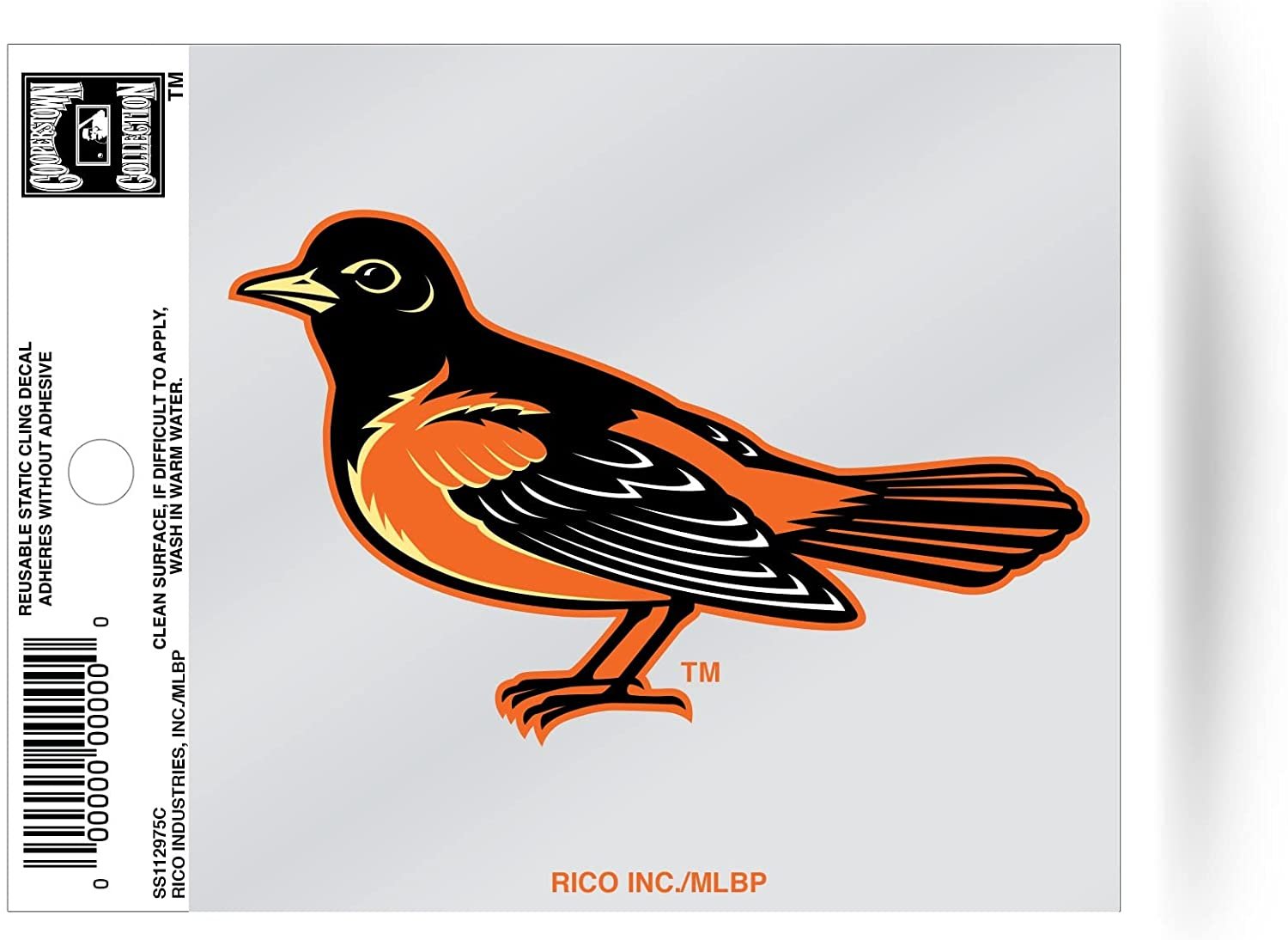 Baltimore Orioles 3 Inch Flat Static Cling Decal Cooperstown Retro Logo 1