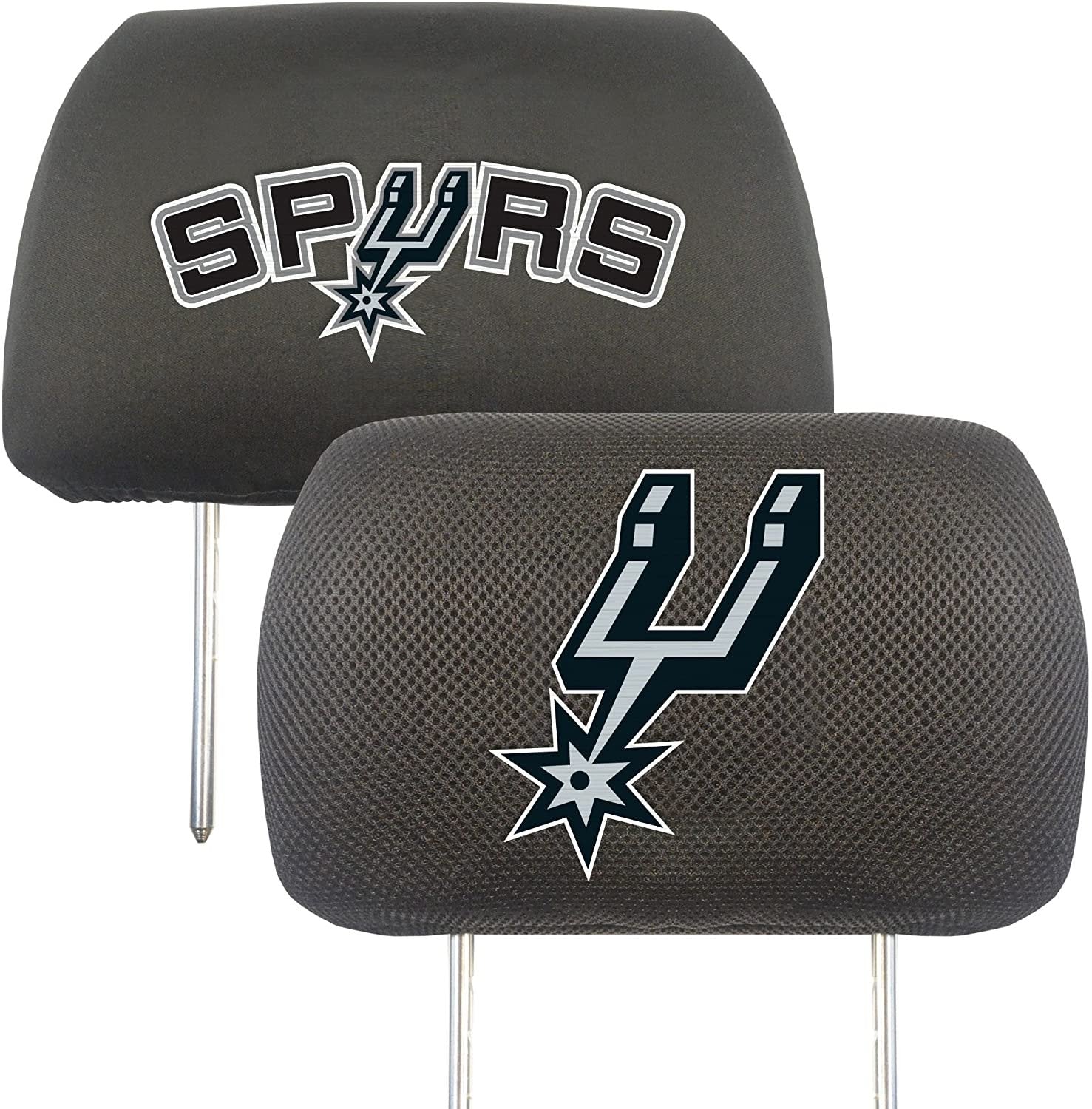 San Antonio Spurs Pair of Premium Auto Head Rest Covers, Embroidered, Black Elastic, 14x10 Inch 1