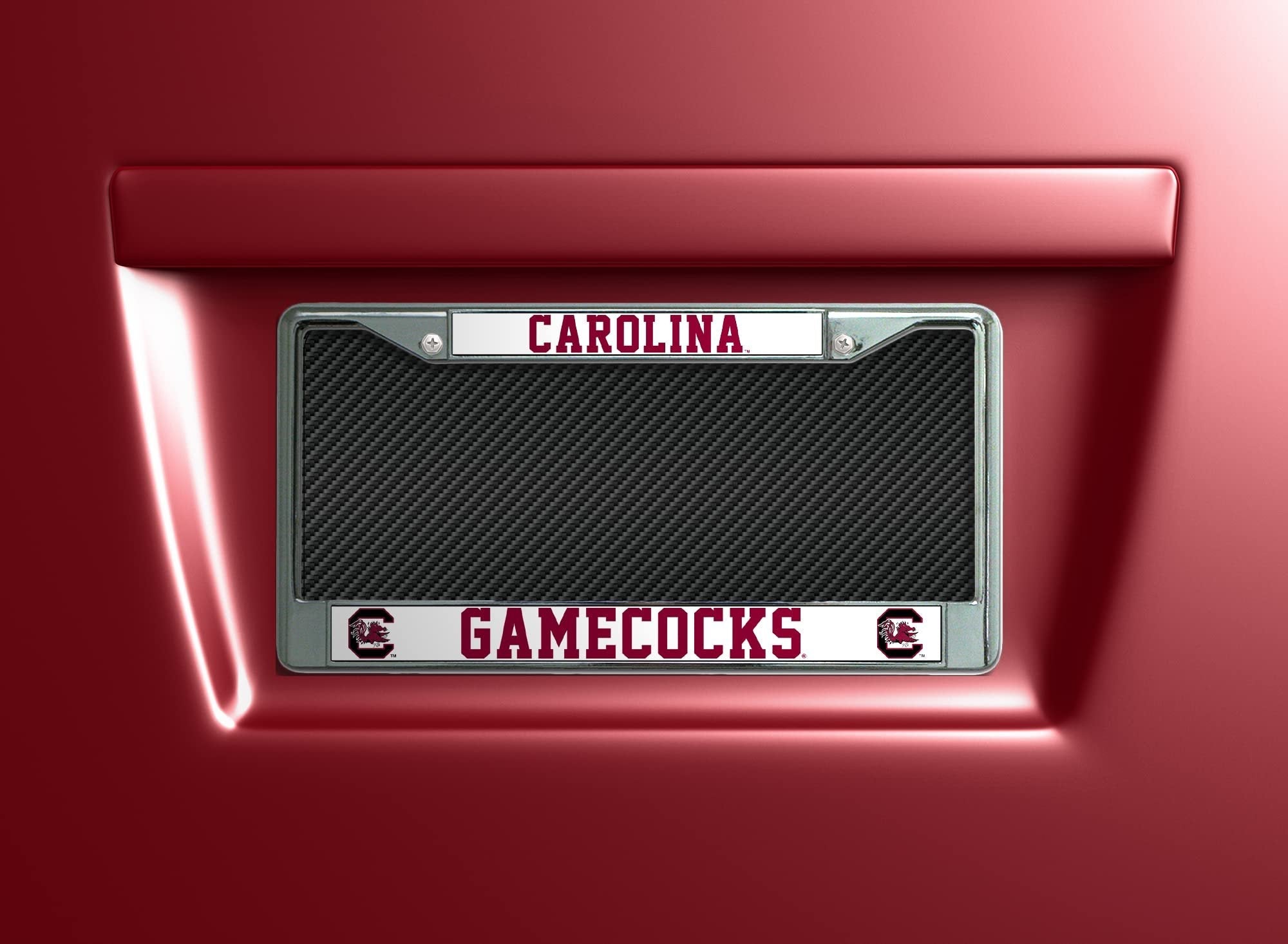 University of South Carolina Gamecocks Premium Metal License Plate Frame Chrome Tag Cover, 12x6 Inch