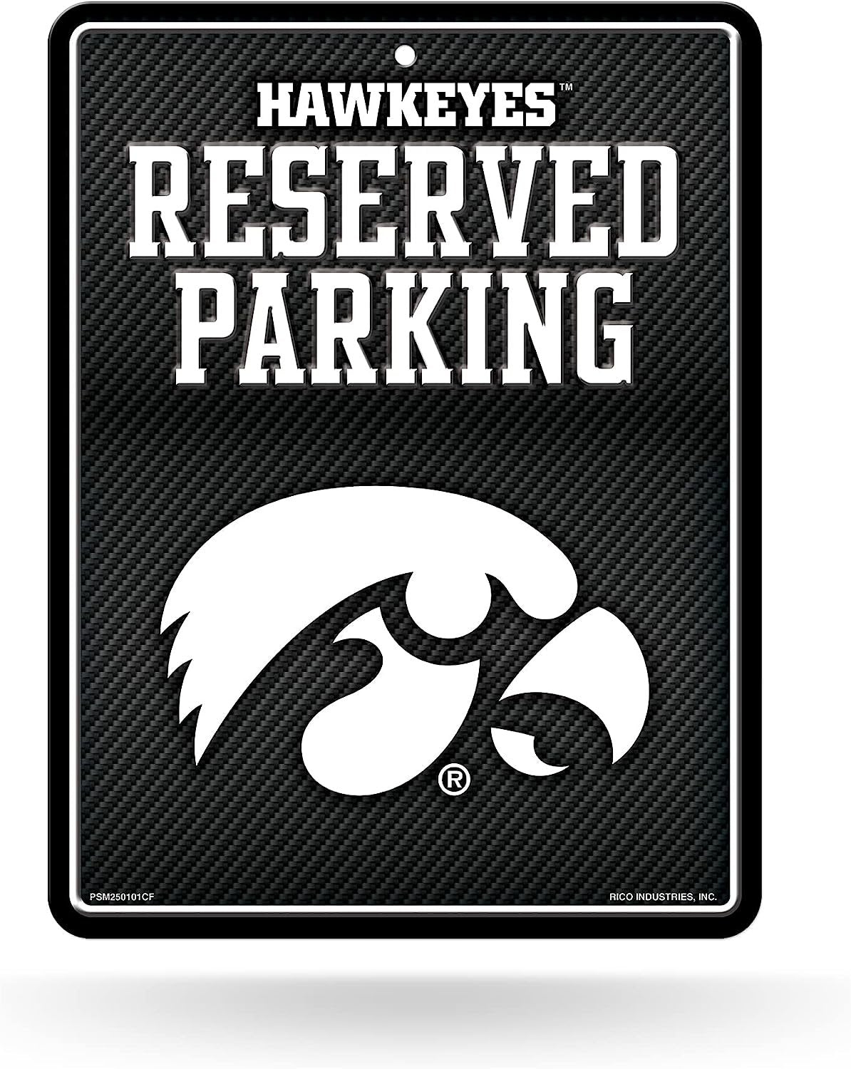 University of Iowa Hawkeyes Metal Parking Novelty Wall Sign 8.5 x 11 Inch Carbon Fiber Design 1