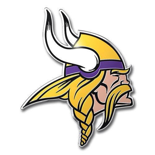 Minnesota Vikings Premium Aluminum Metal Raised Auto Emblem, Primary Logo, Color Embossed, Full Adhesive Backing 1