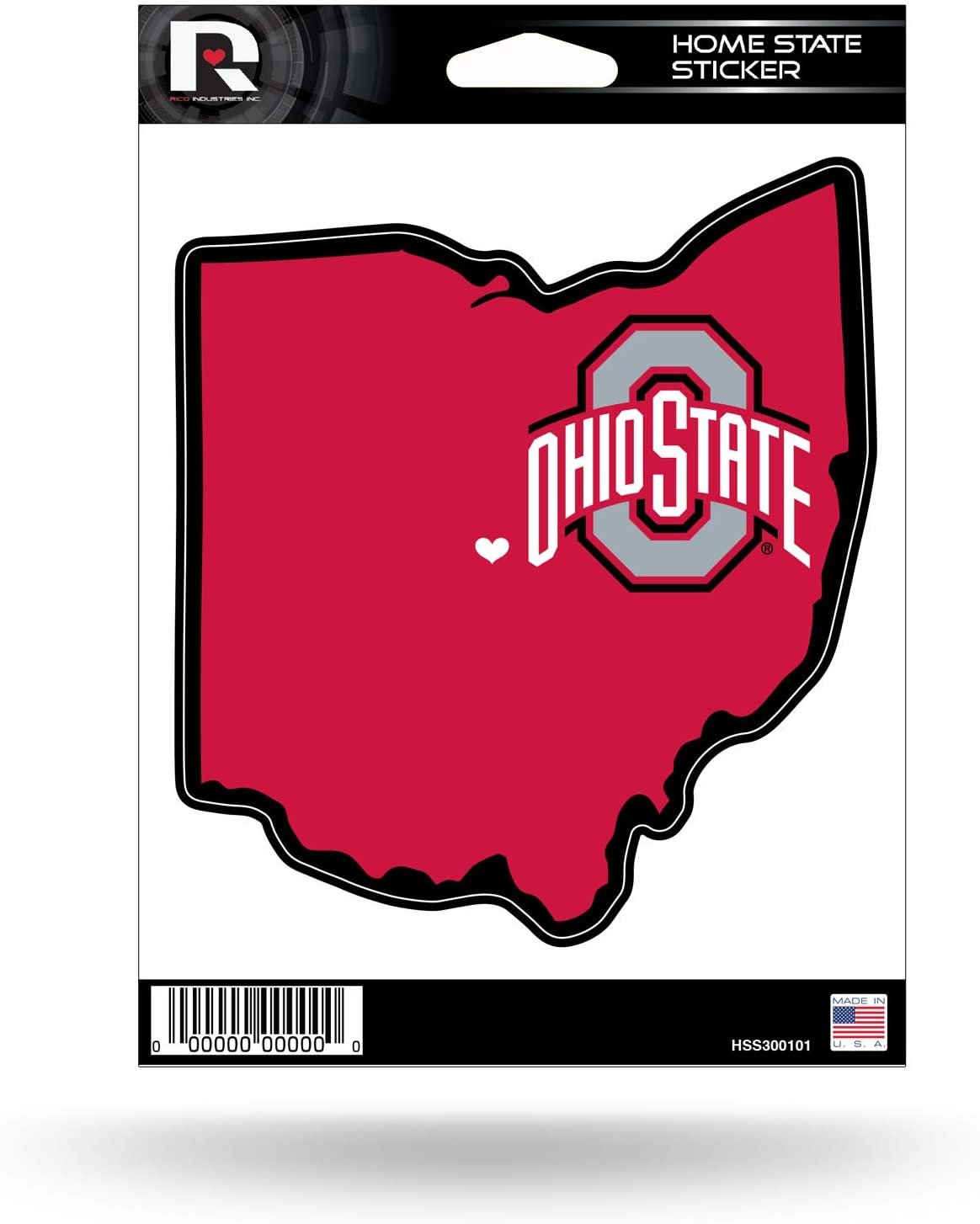 Ohio State University Buckeyes 5 Inch Sticker Decal, Home State Design, Flat Vinyl, Full Adhesive Backing