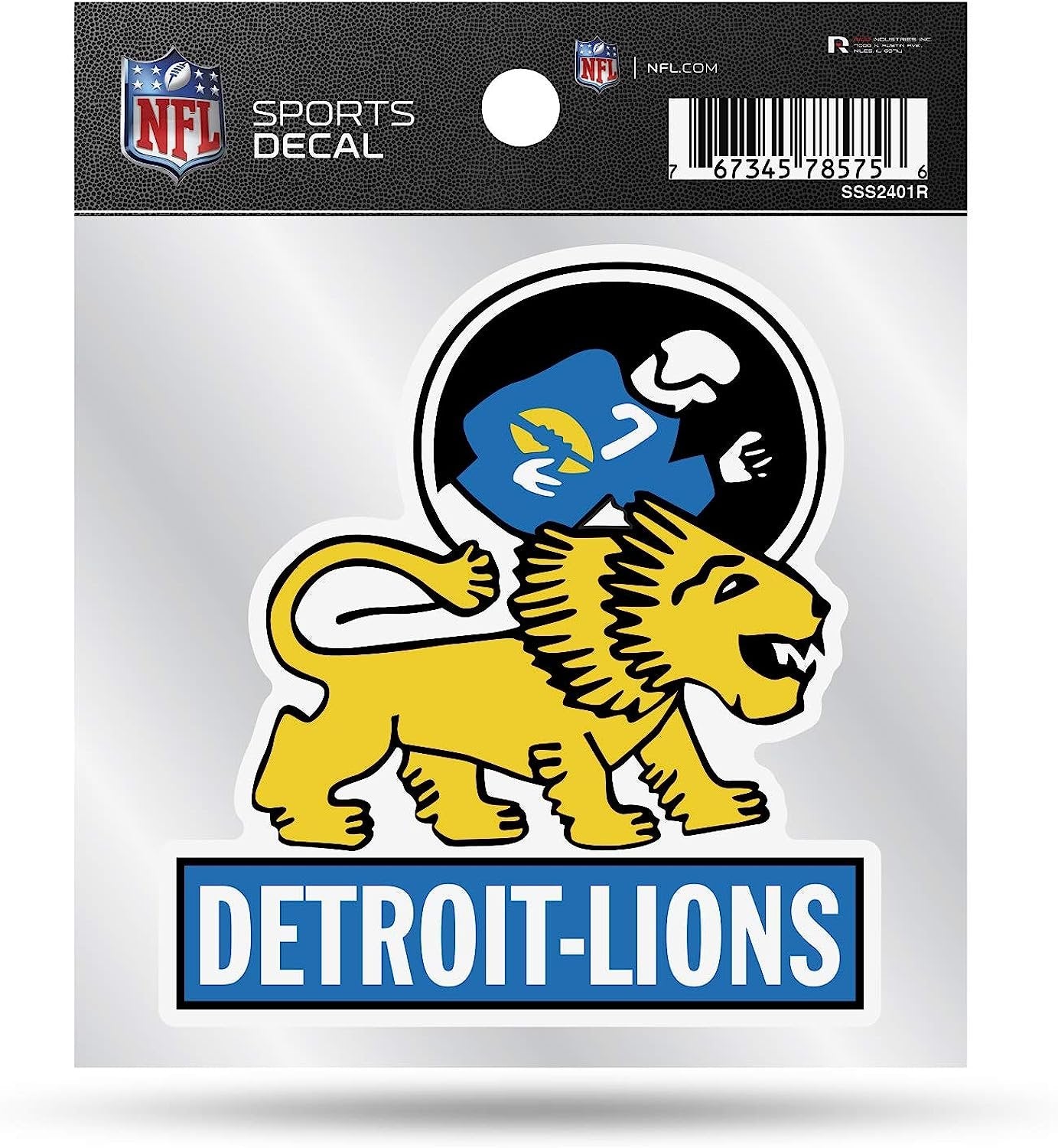 Detroit Lions 4x4 Inch Die Cut Decal Sticker, Retro Logo, Clear Backing 1