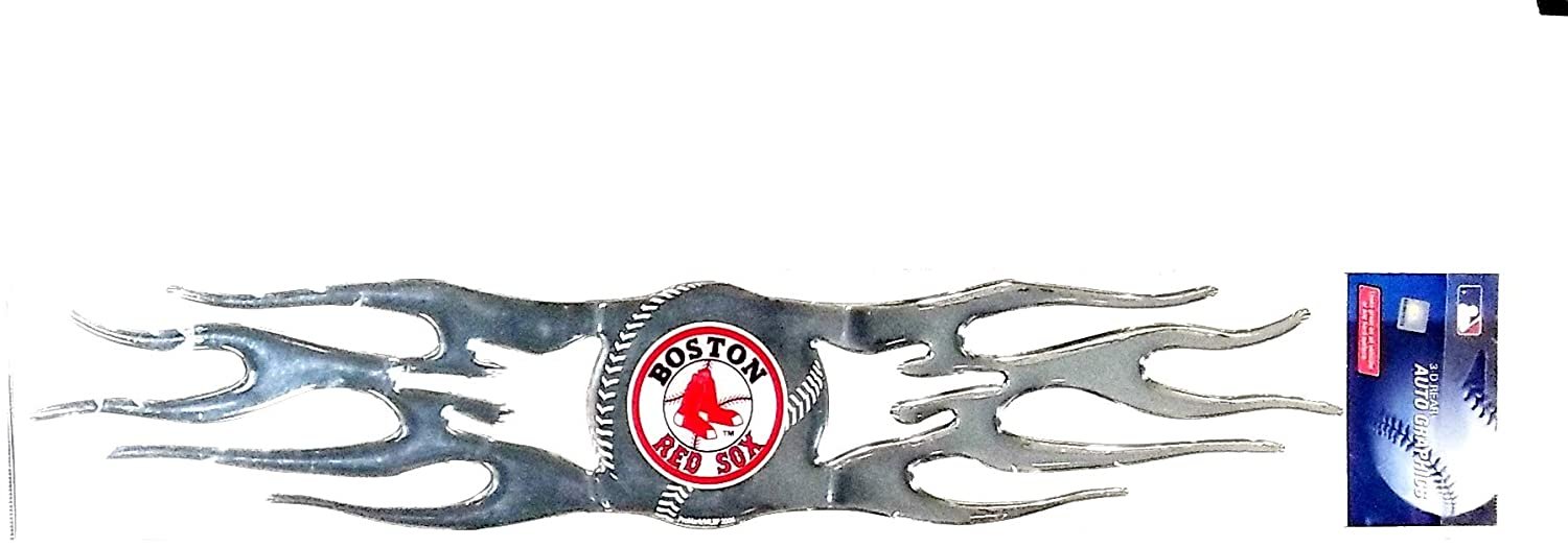 Rico Industries, Inc. Red Sox 14 inch Flame Design Rear Auto Graphic Raised Decal Auto Emblem Sticker Baseball 1