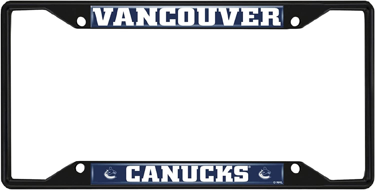 FANMATS 31830 Vancouver Canucks Metal License Plate Frame Black Finish