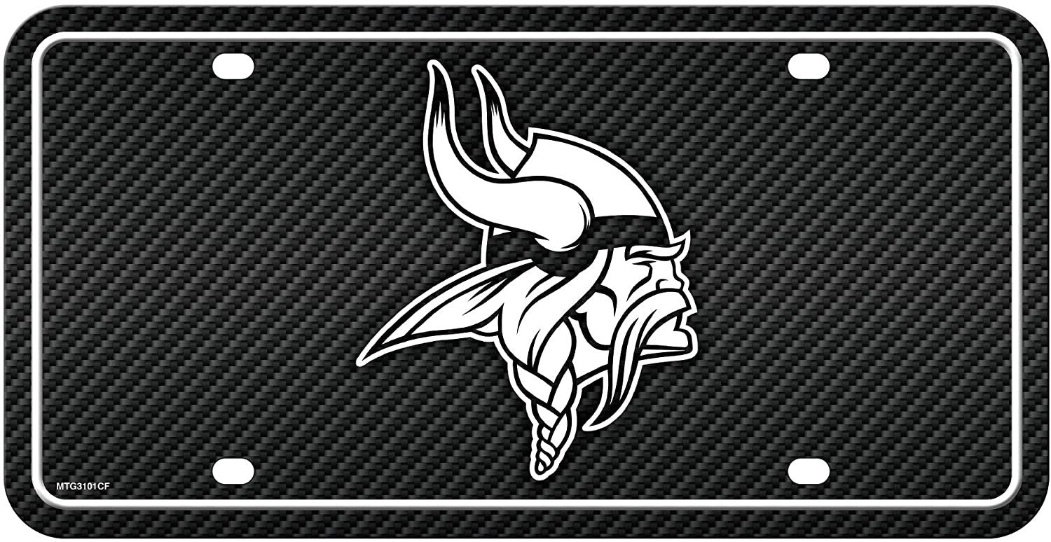 Minnesota Vikings Metal Auto Tag License Plate, Carbon Fiber Design, 6x12 Inch 1