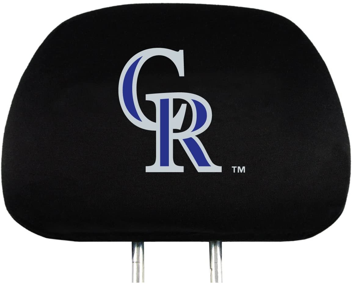 Colorado Rockies Premium Pair of Auto Head Rest Covers, Black, Elastic, 10x14 Inch