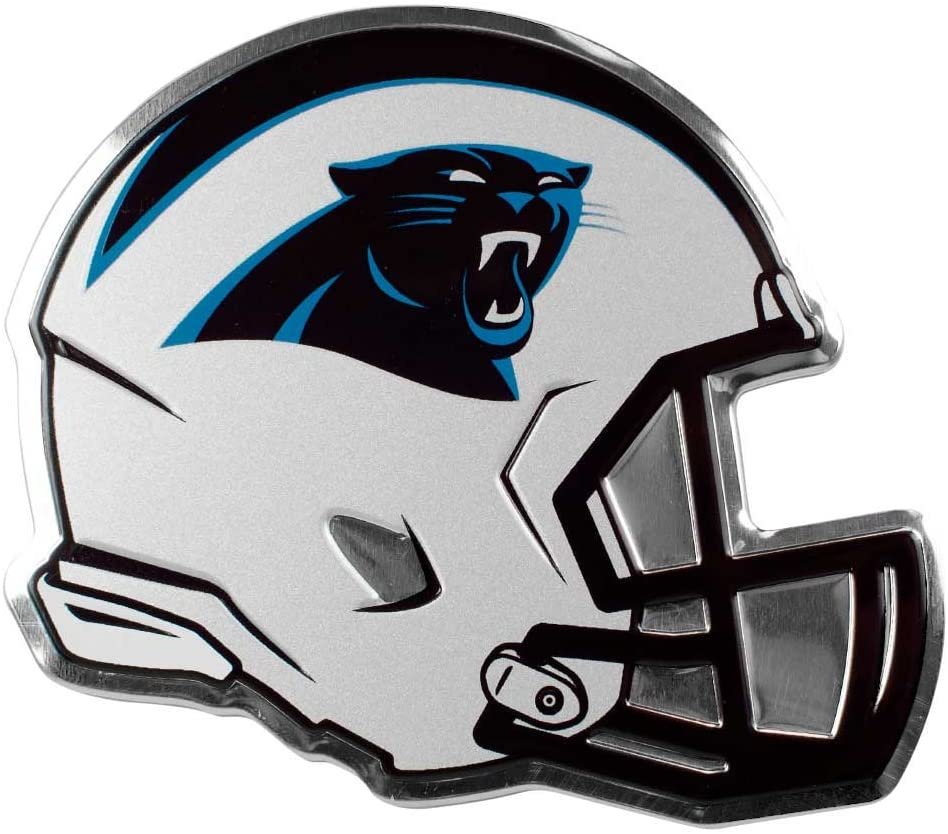 Carolina Panthers Helmet Auto Emblem, Aluminum Metal, Embossed Team Color, Raised Decal Sticker, Full Adhesive Backing 1