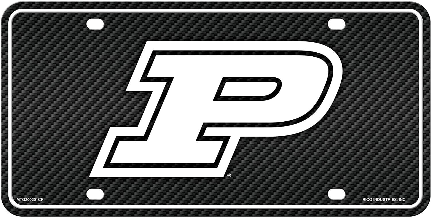 Purdue University Boilermakers Metal Auto Tag License Plate, Carbon Fiber Design, 6x12 Inch