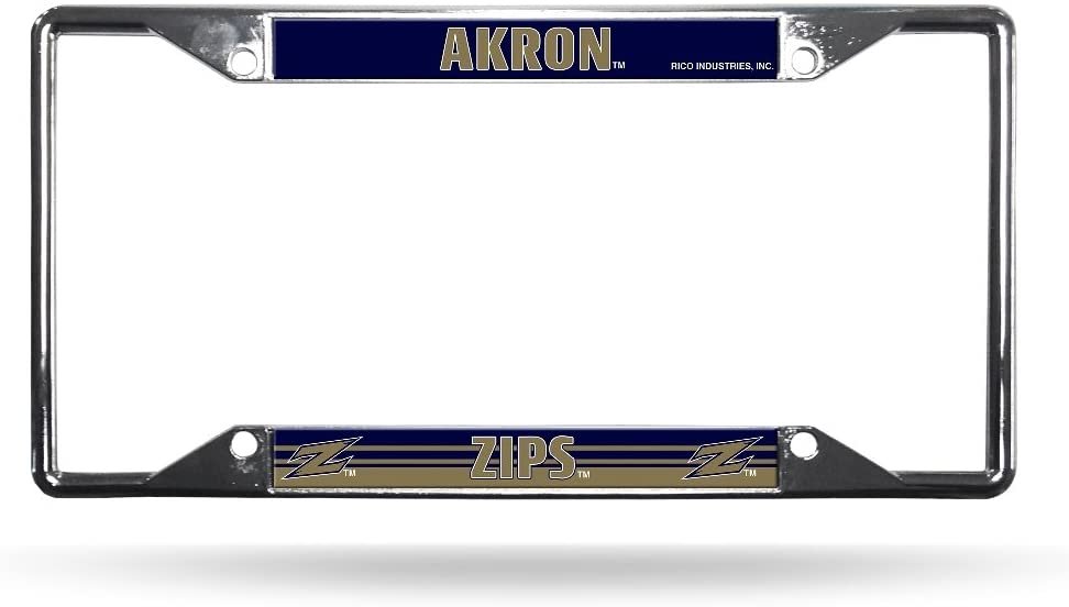 University of Akron Zips Premium Metal License Plate Frame Chrome Tag Cover, 12x6 Inch