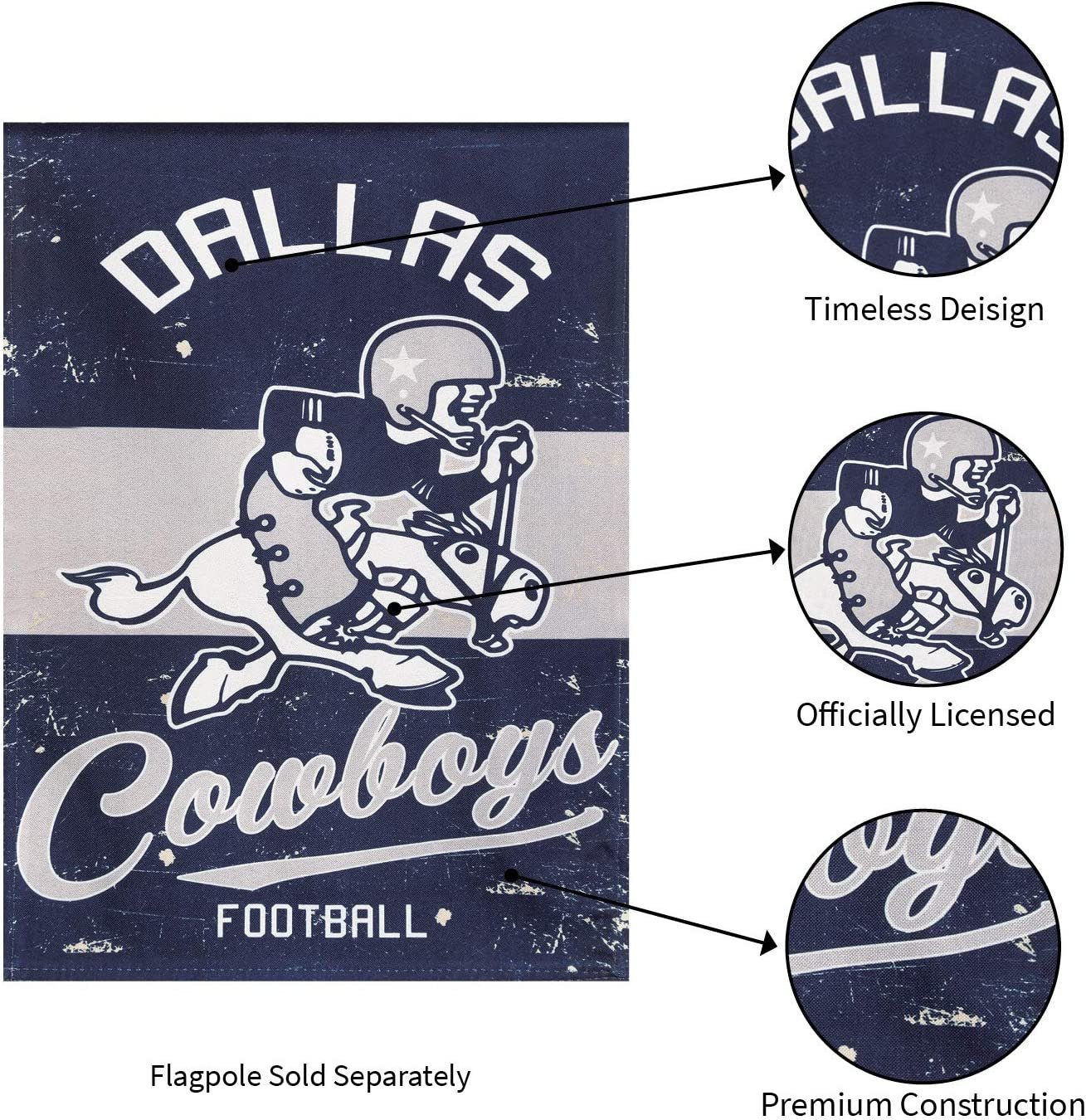 Dallas Cowboys Premium Double Sided Banner Flag 28x44 Inch Vintage Logo Design Indoor Outdoor 6
