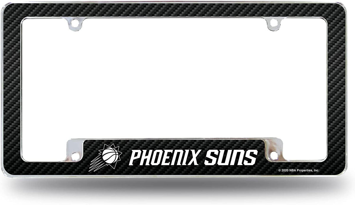 Phoenix Suns Metal License Plate Frame Chrome Tag Cover Carbon Fiber Design 6x12 Inch