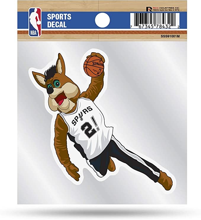 San Antonio Spurs 4x4 Inch Die Cut Decal Sticker, Mascot Logo, Clear Backing 1