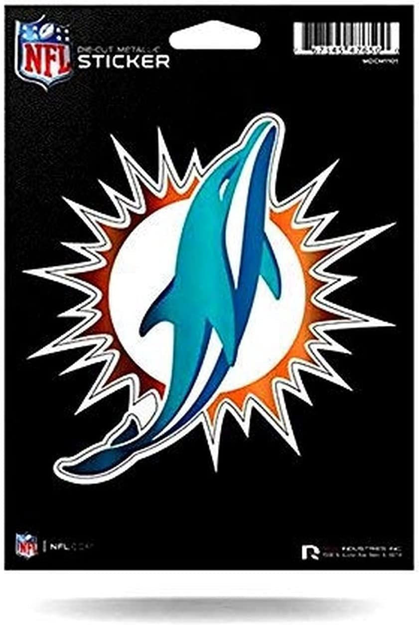 Miami Dolphins 5 Inch Decal Sticker Die Cut Chrome Metallic Shimmer Design