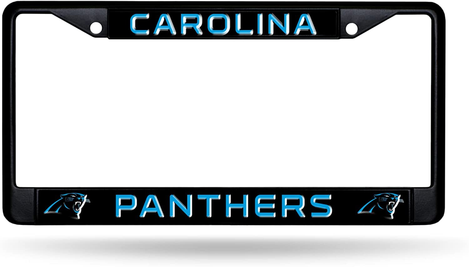 Carolina Panthers Black Metal License Plate Frame Chrome Tag Cover 6x12 Inch 1