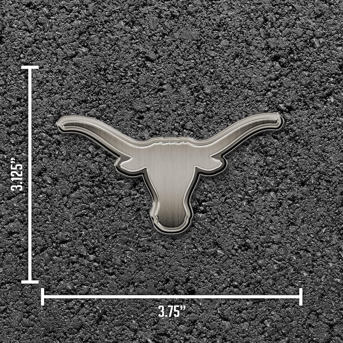 University of Texas Longhorns Auto Emblem Solid Metal Raised Die Cut Antique Nickel Finish Adhesive Backing 4