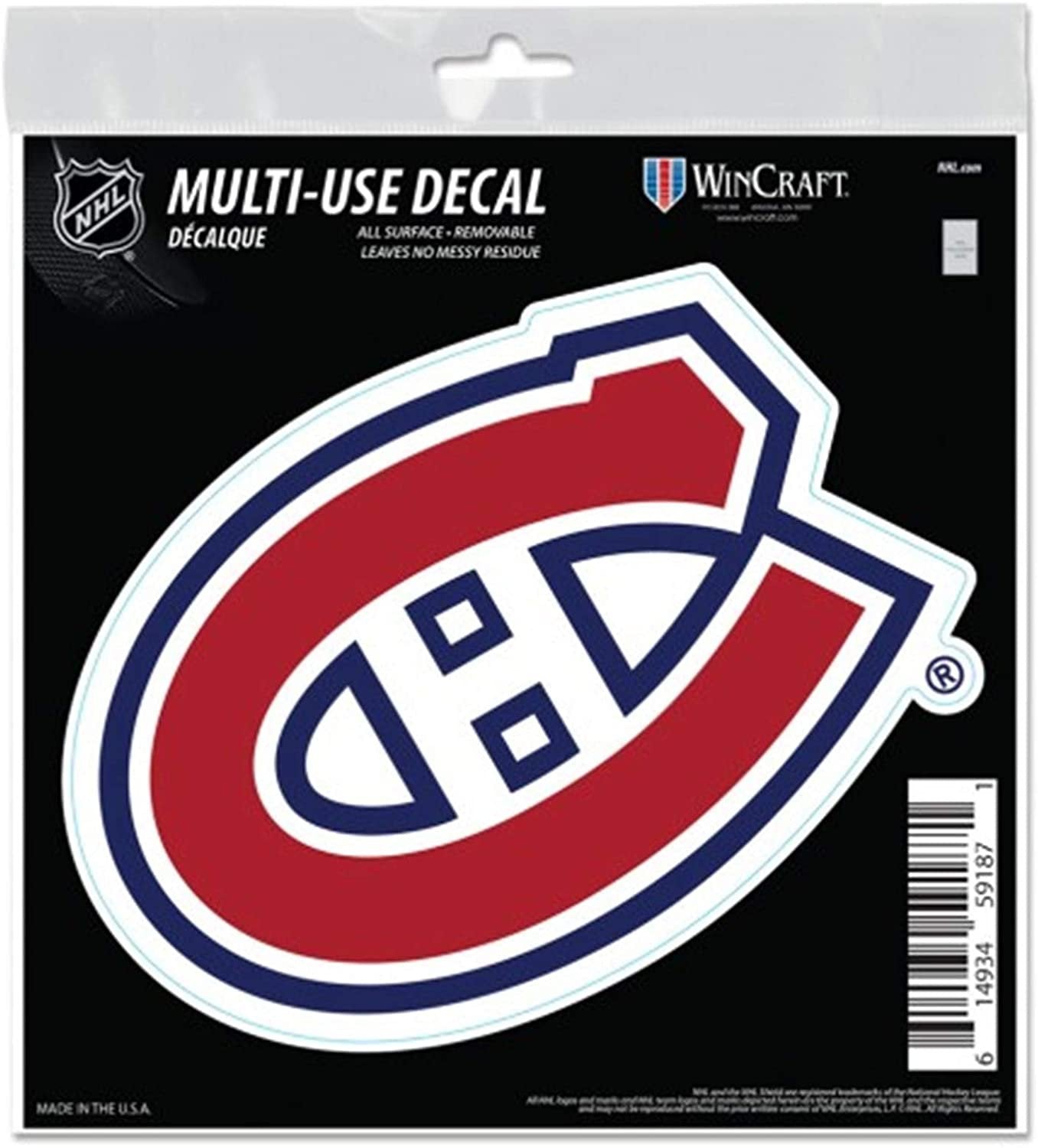 Montreal Canadiens 6 Inch Decal Sticker, Flat Vinyl, Die Cut, Primary Design, Full Adhesive Backing 1