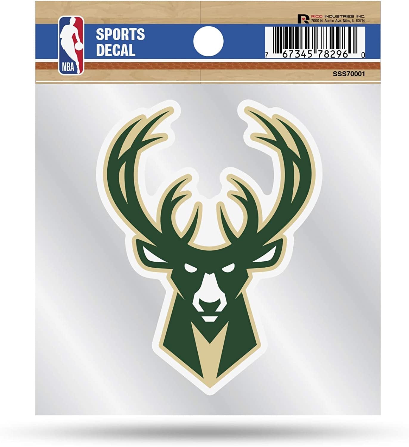 Milwaukee Bucks 4x4 Inch Die Cut Decal Sticker, Primary Logo, Clear Backing 1
