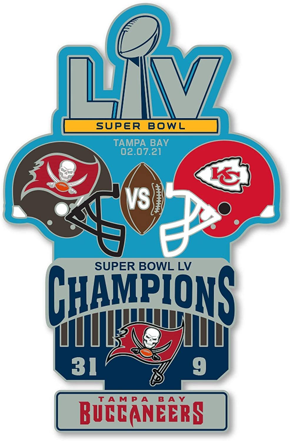 Tampa Bay Buccaneers Super Bowl LV Champions Historic Metal Pin Hat Lapel Logo 1
