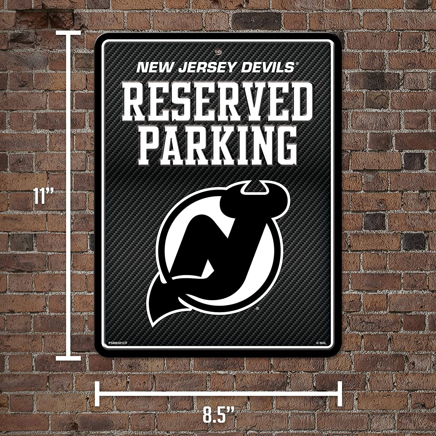 New Jersey Devils Metal Parking Sign, Carbon Fiber Design 8.5x11 Inch 3