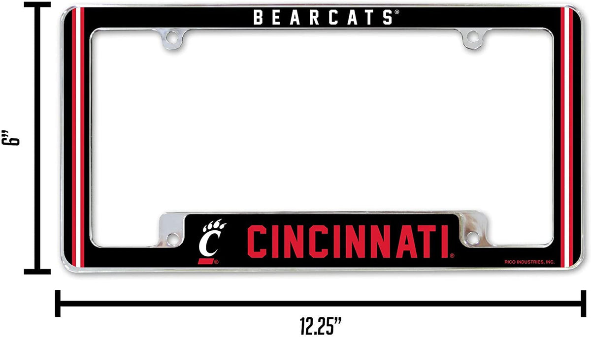 University of Cincinnati Bearcats Metal License Plate Frame Chrome Tag Cover Alternate Design 6x12 Inch 4