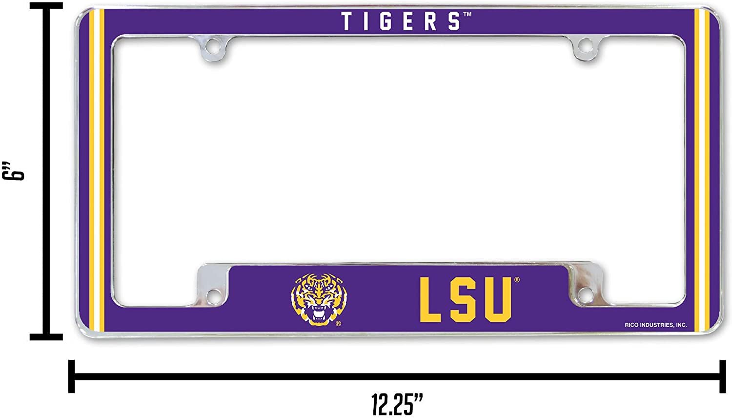 Louisiana State University Tigers LSU Metal License Plate Frame Chrome Tag Cover Alternate Design 6x12 Inch 4