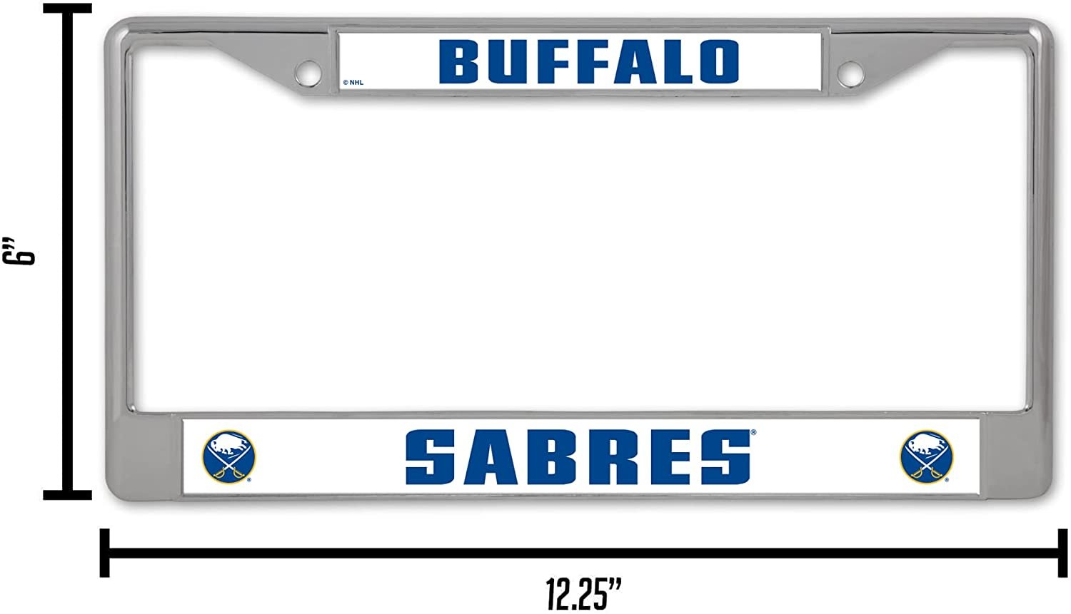Buffalo Sabres Metal License Plate Frame Chrome Tag Cover 6x12 Inch 5