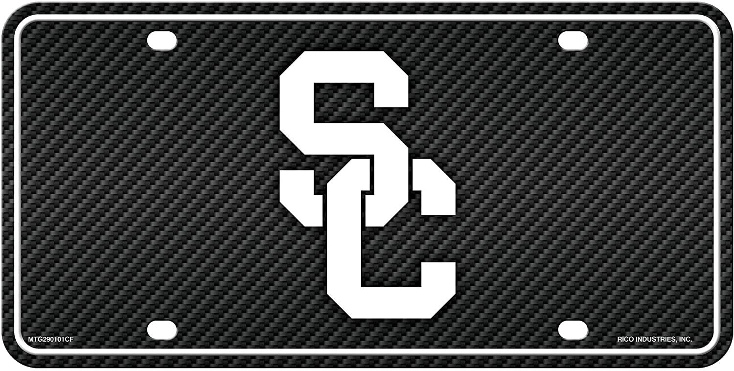 USC Trojans Metal Auto Tag License Plate, Carbon Fiber Design, 6x12 Inch, University of Southern California