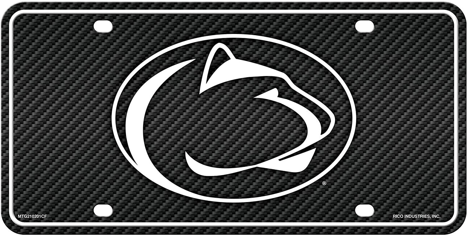 Penn State University Nittany Lions Metal Auto Tag License Plate, Carbon Fiber Design, 6x12 Inch