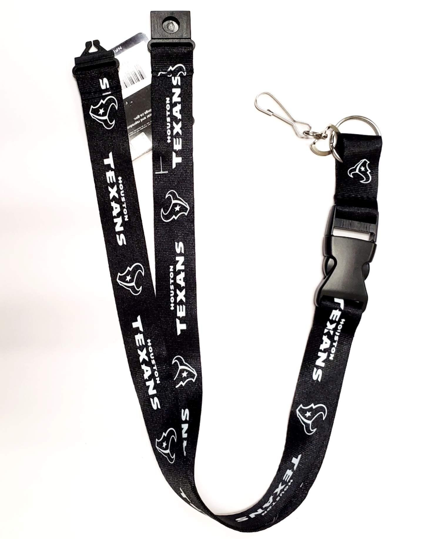 PSG INC Houston Texans Blackout Design Premium Lanyard 2-Sided Breakaway Clip Keychain Football, Large 2