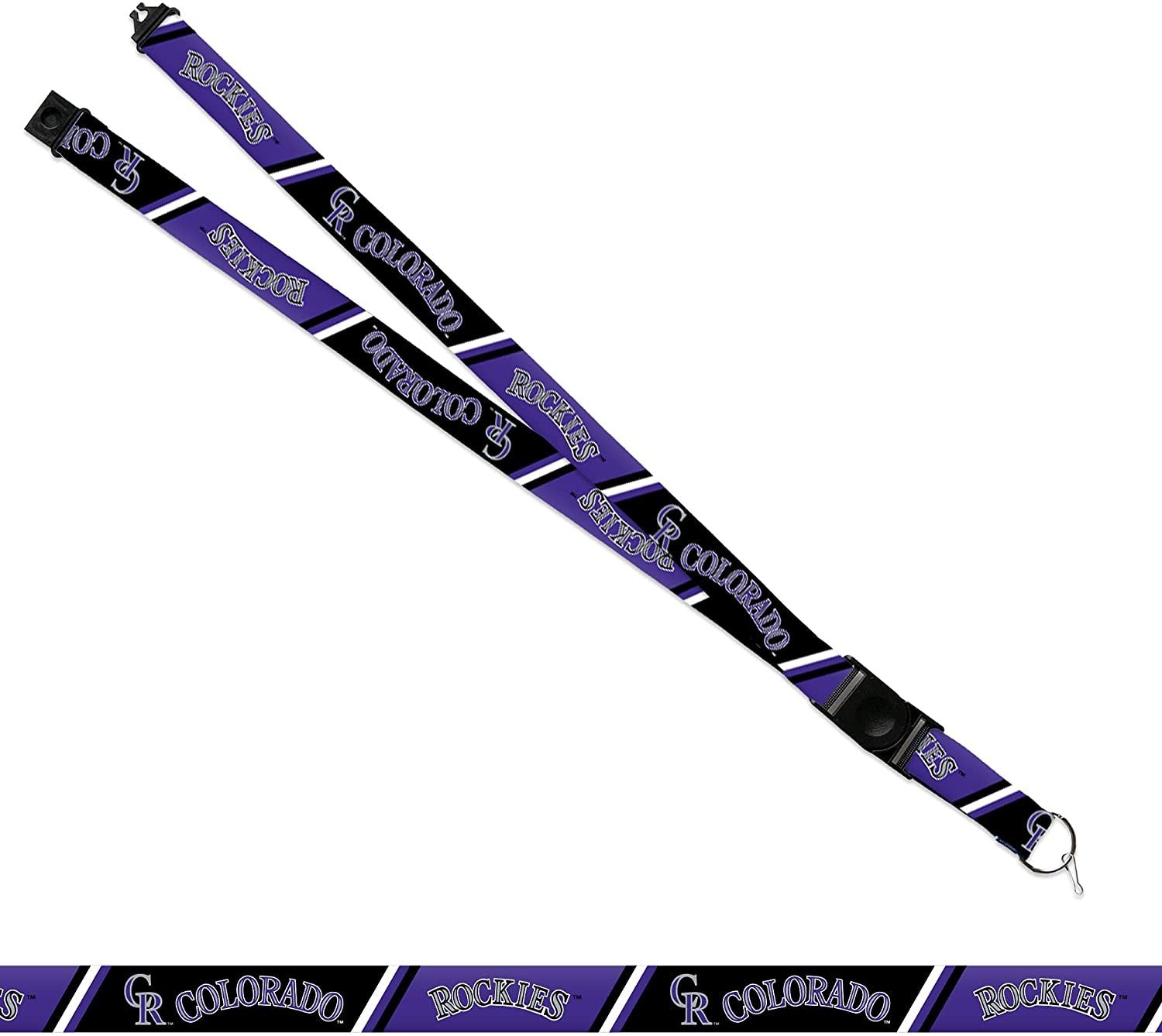 Colorado Rockies Lanyard Keychain Double Sided 18 Inch Button Clip Safety Breakaway