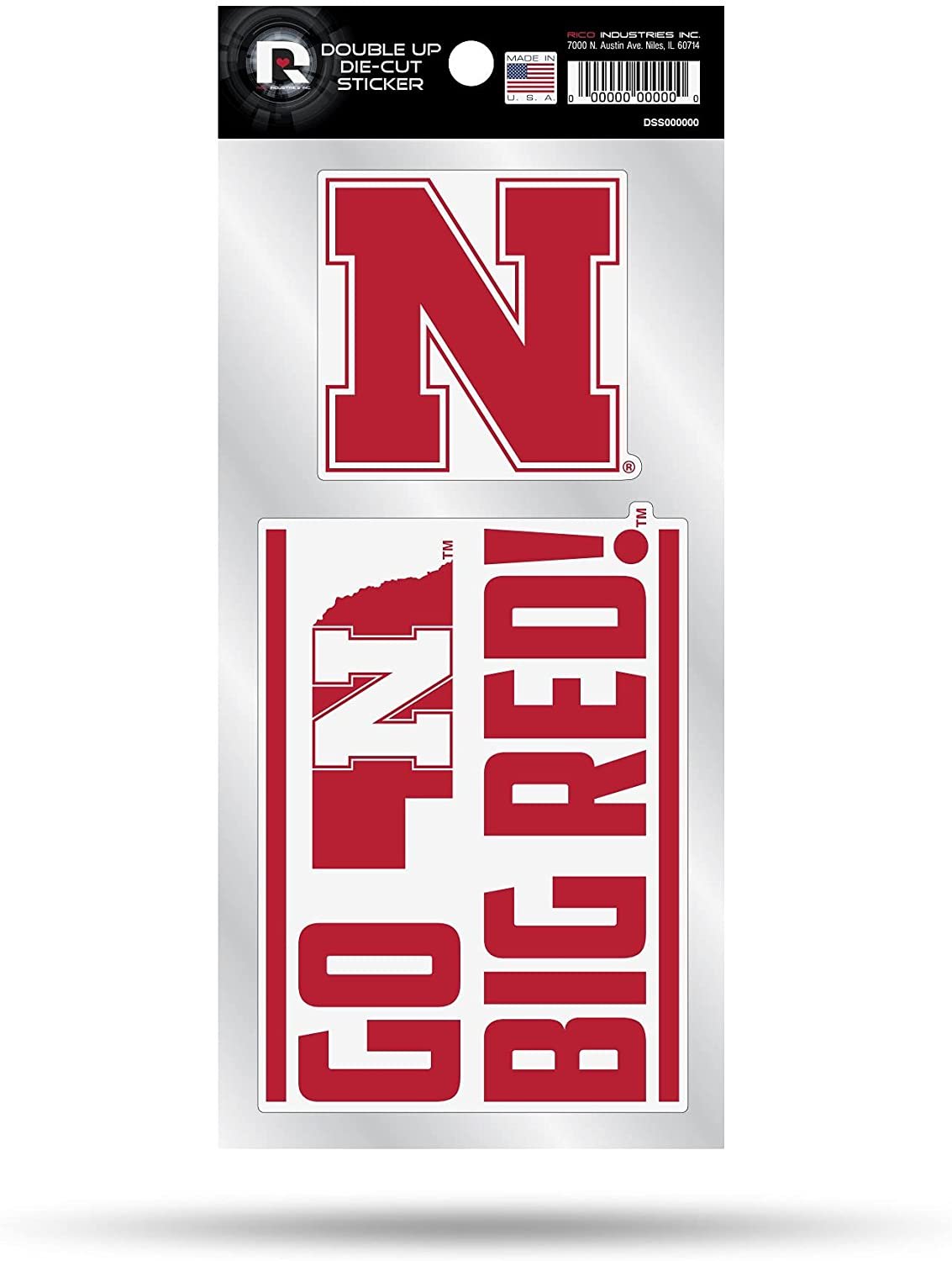 University of Nebraska Cornhuskers 2-Piece Double Up Die Cut Sticker Decal Sheet, 4x8 Inch