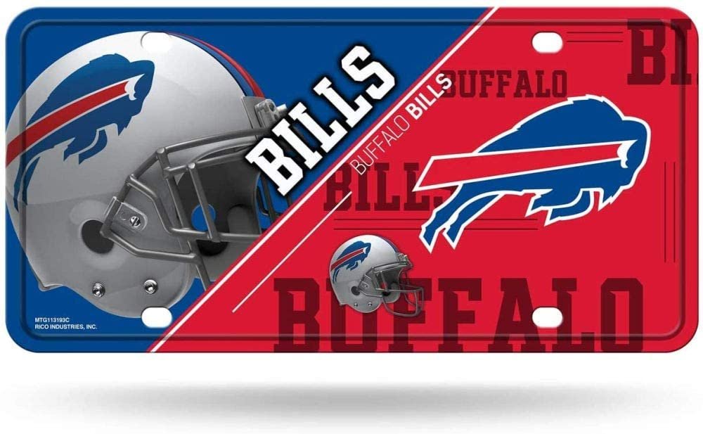 Buffalo Bills Metal Auto Tag License Plate, Split Design, 6x12 Inch 1