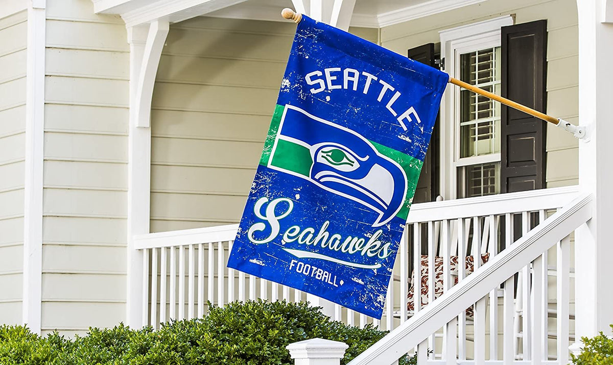 Seattle Seahawks House Banner Flag, Premium Double Sided, 28x44 Inch, Vintage Design, Linen, Indoor Outdoor 3