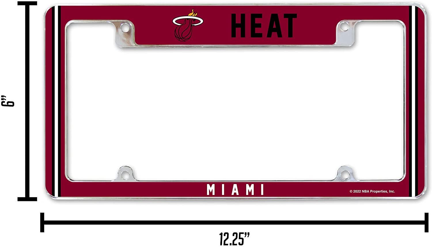 Miami Heat Metal License Plate Frame Chrome Tag Cover Alternate Design 6x12 Inch 4